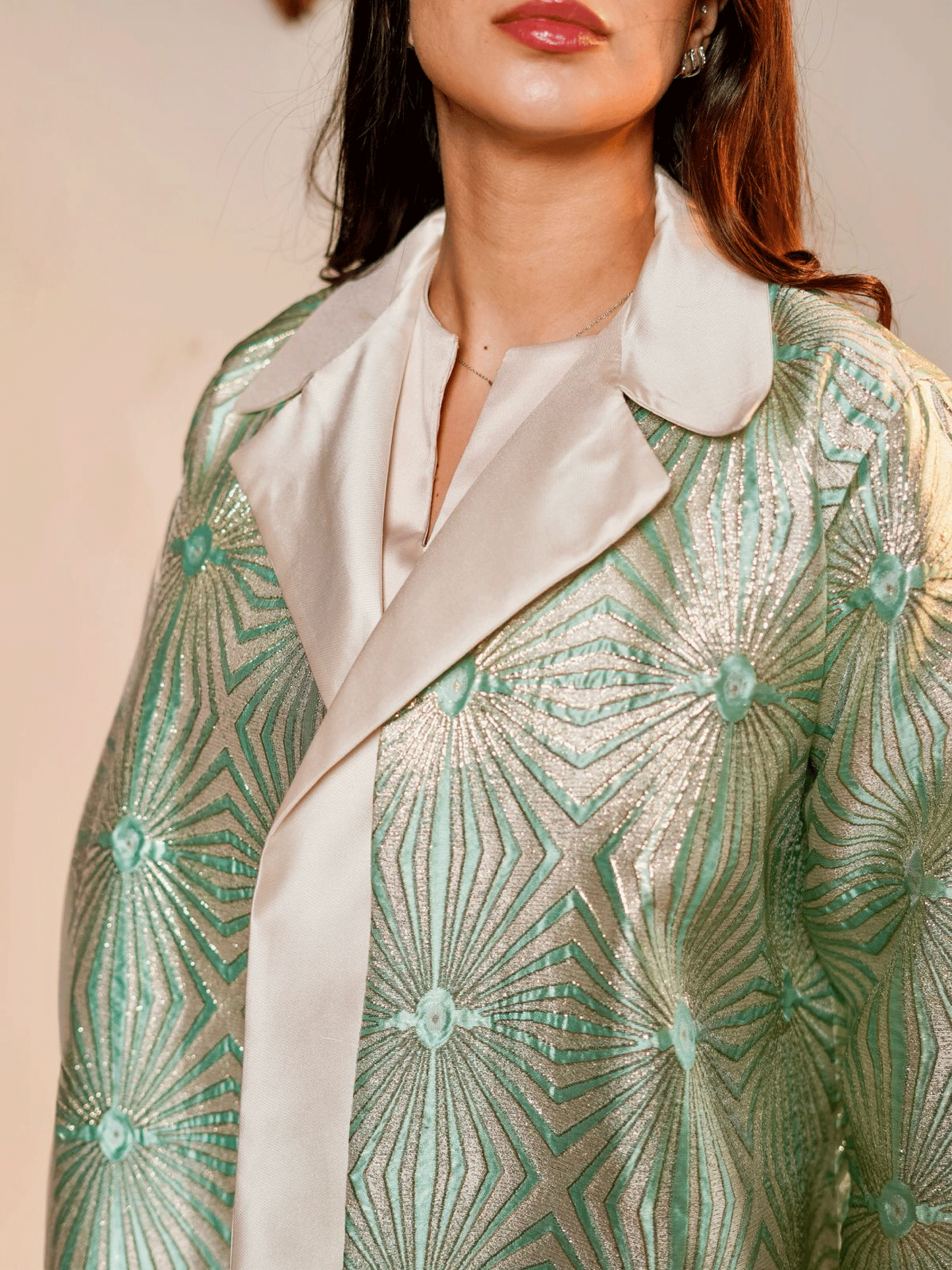 Mint Geometric Abaya