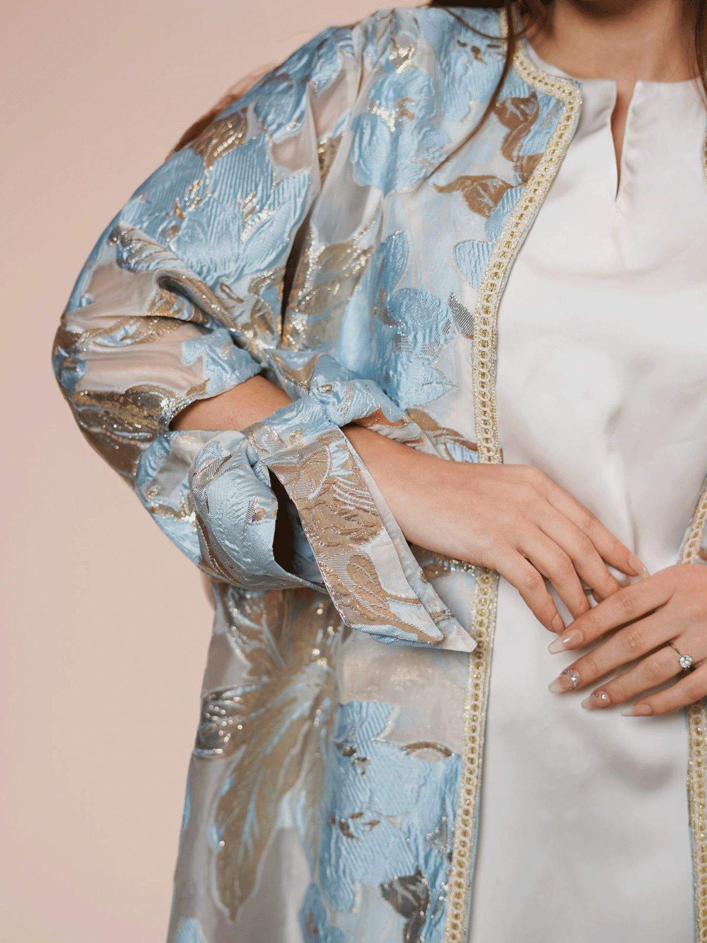 Sky Blue Floral Abaya