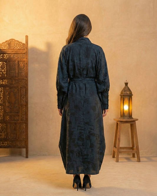 Midnight Eclipse Belted Abaya