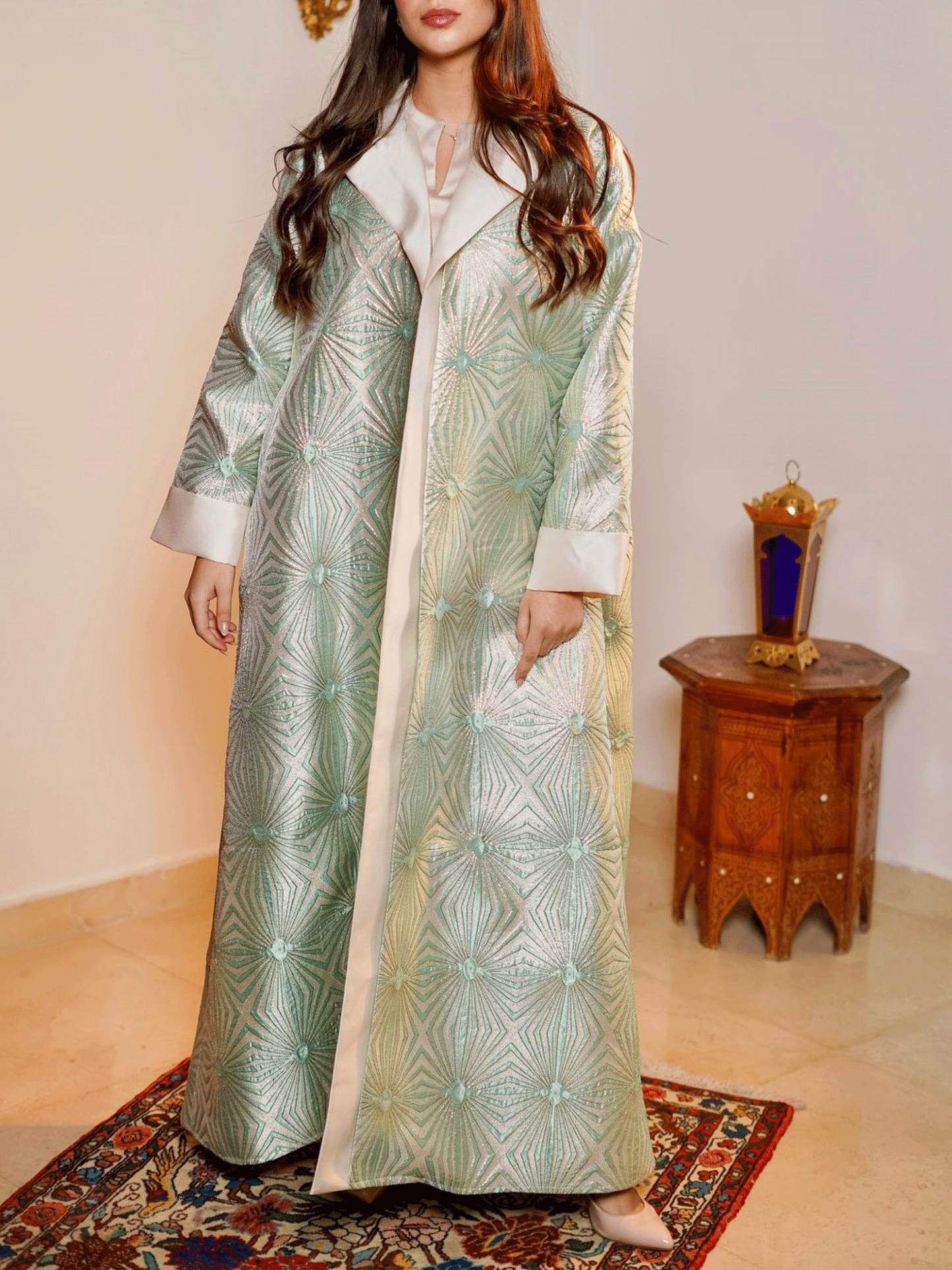 Mint Geometric Abaya