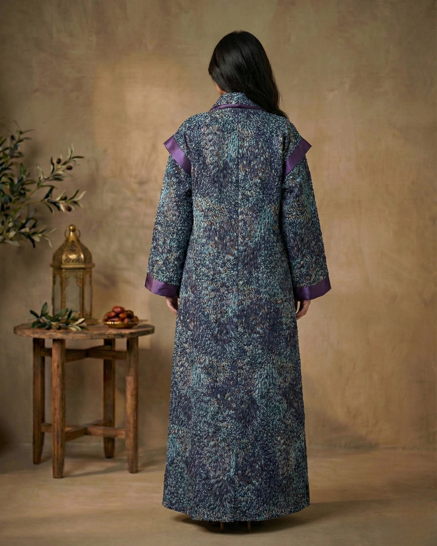 Amethyst Bloom Textured Coat Abaya