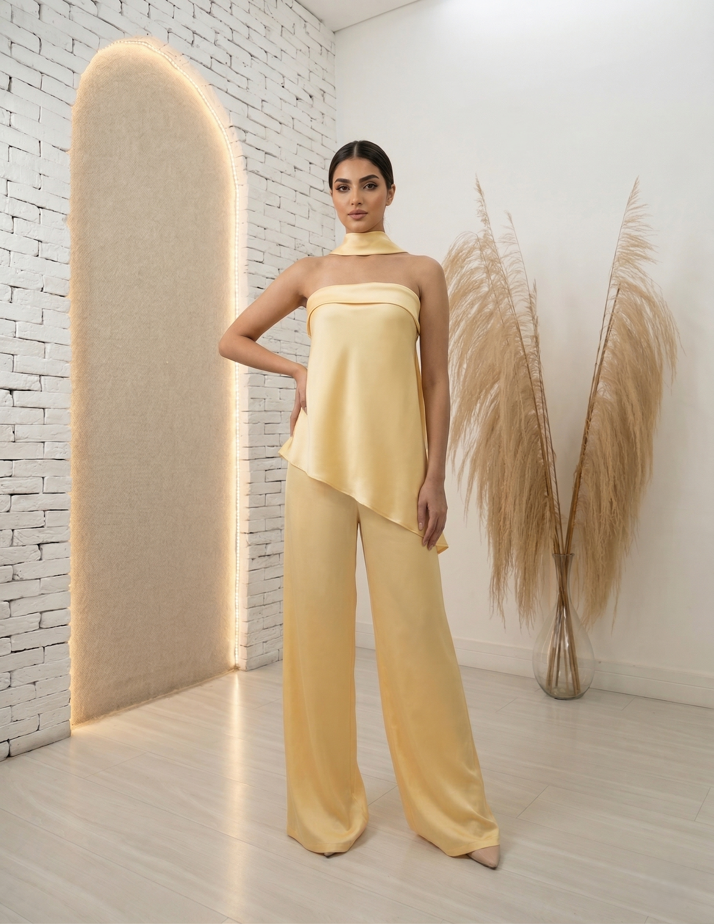 Satin Drape Two-Piece Set