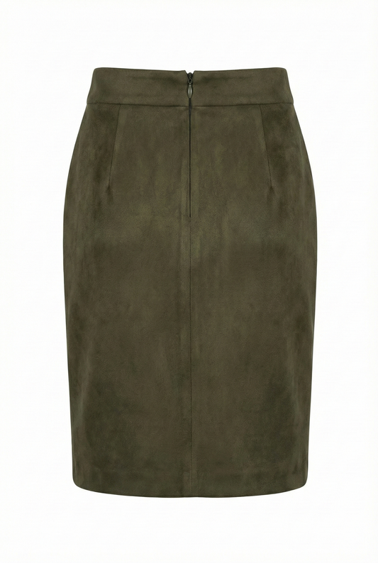 Luxe Olive Suede Skirt