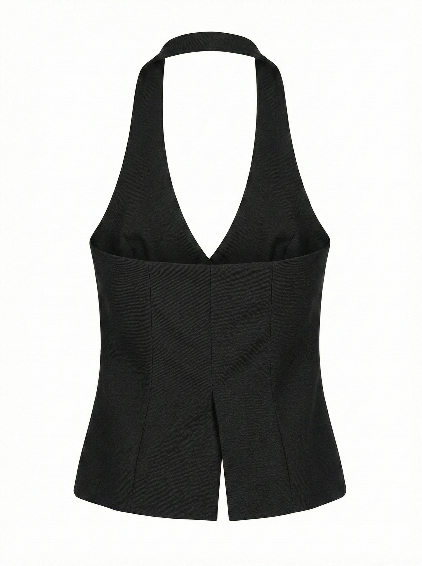 Black halter top on a white background