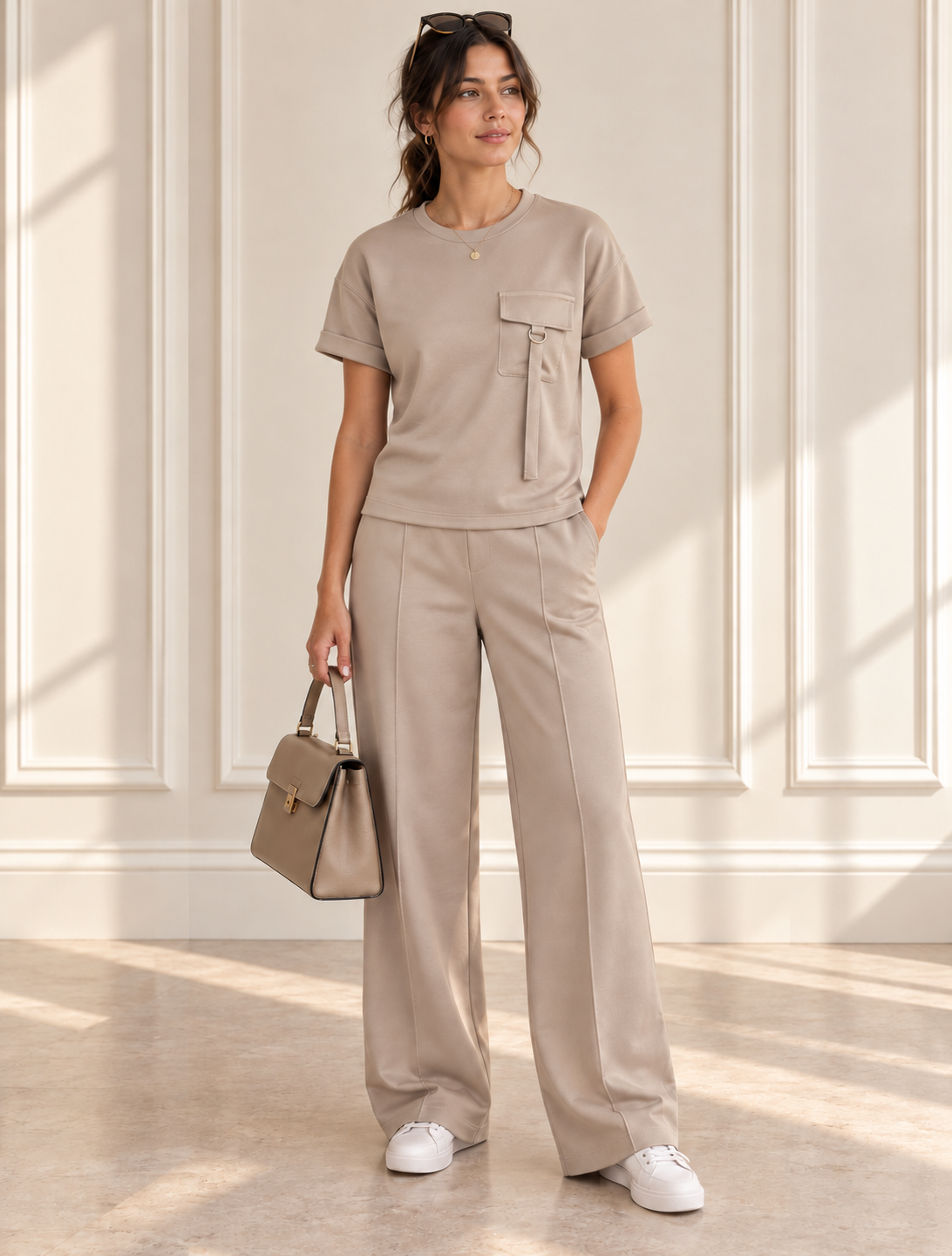 Verona Mushroom Taupe two-piece set