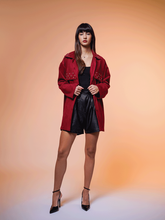 Red Velvet Rhinestone Shirt