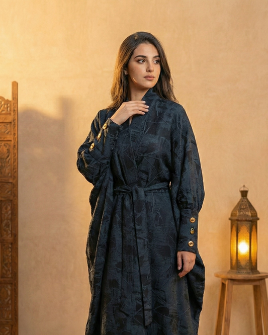 Midnight Eclipse Belted Abaya