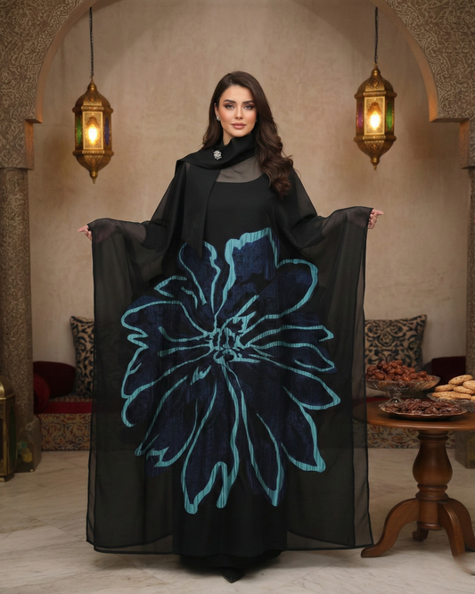 Noir Bloom Statement Abaya