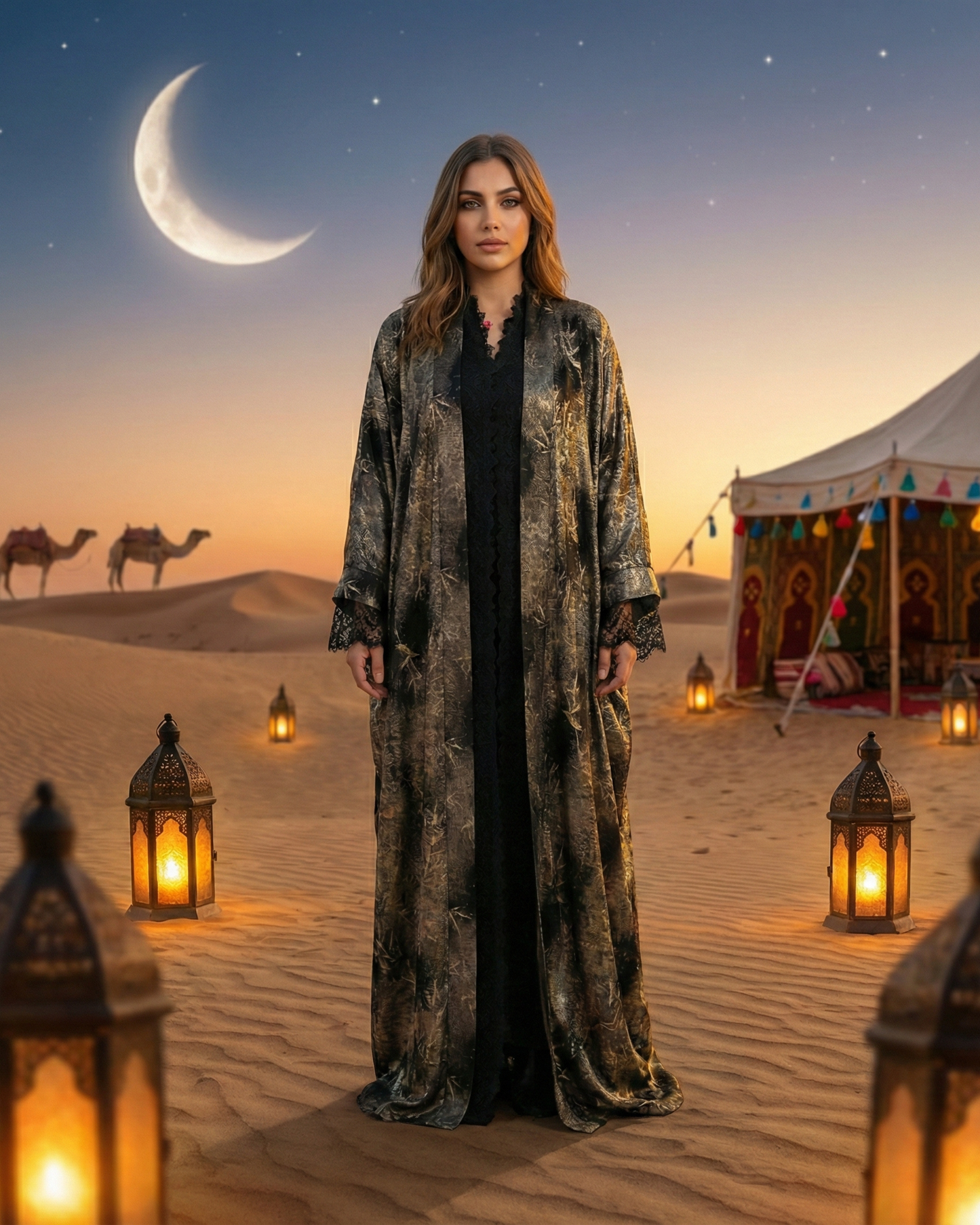 Desert Moon Velvet Abaya