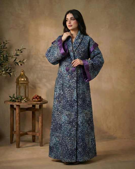 Amethyst Bloom Textured Coat Abaya