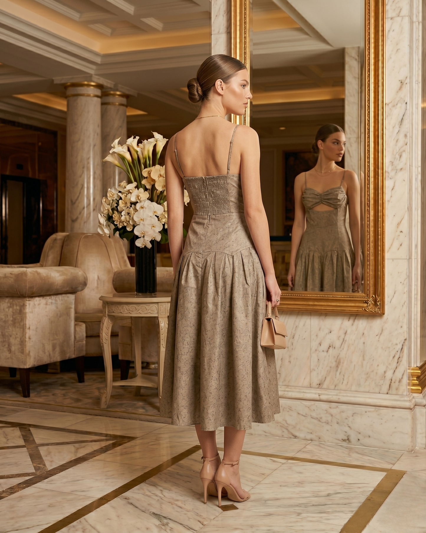 Sculpted Jacquard Midi Dress