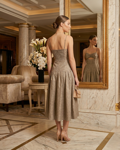 Sculpted Jacquard Midi Dress