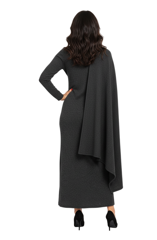 Emerald Black Cape Dress
