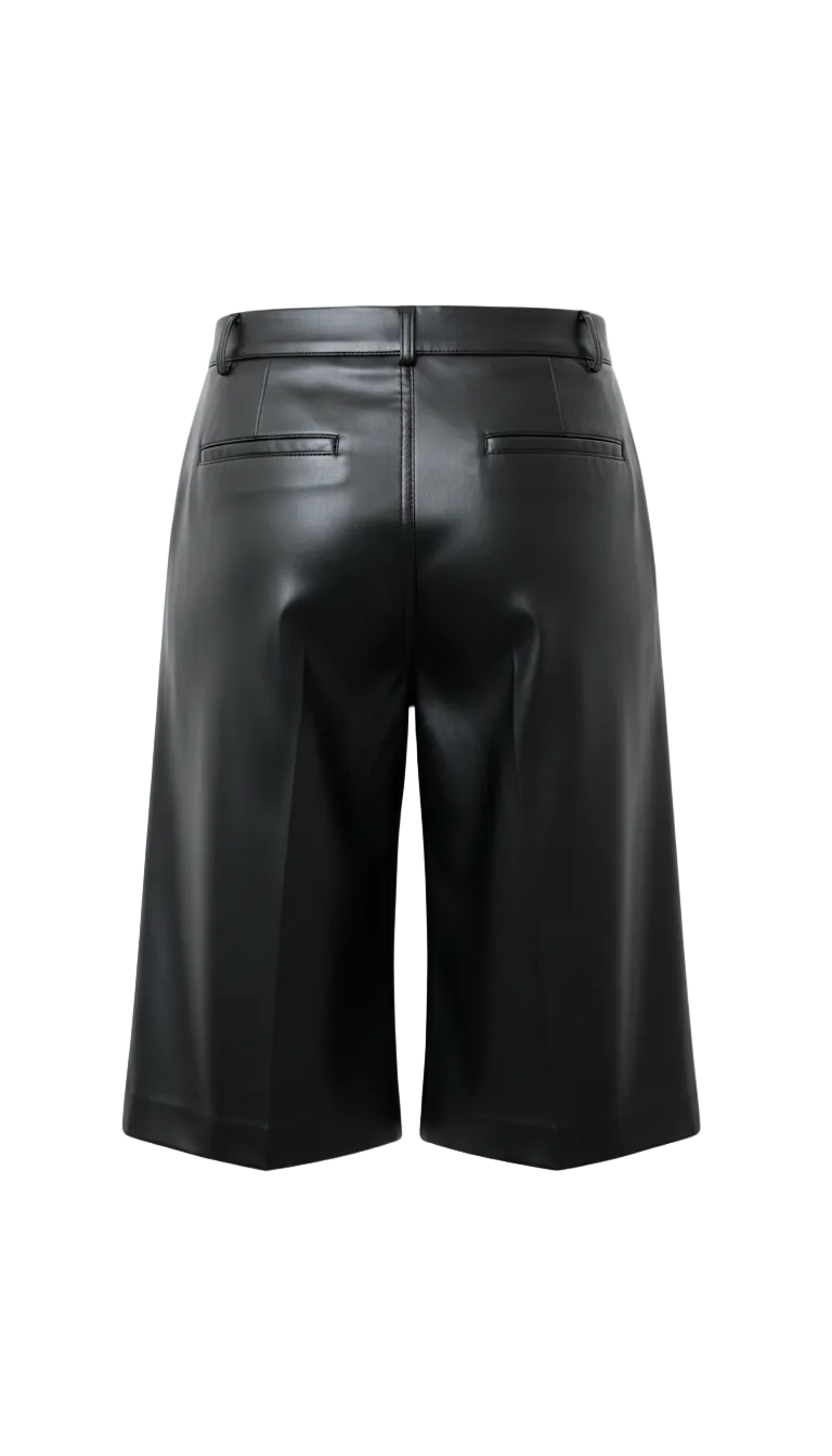 Black leather shorts on a white background