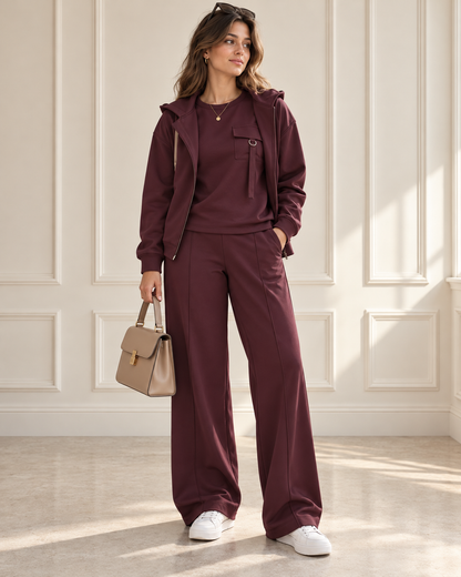 Verona Burgundy Hooded Three-Piece Set