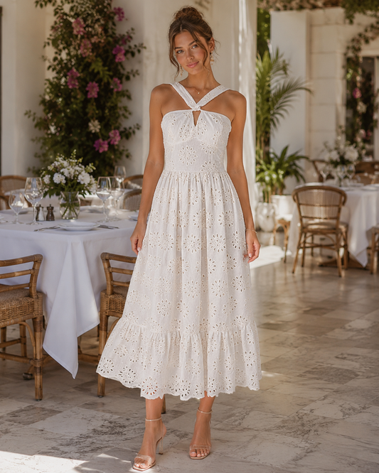 Eyelet Garden Midi Dress