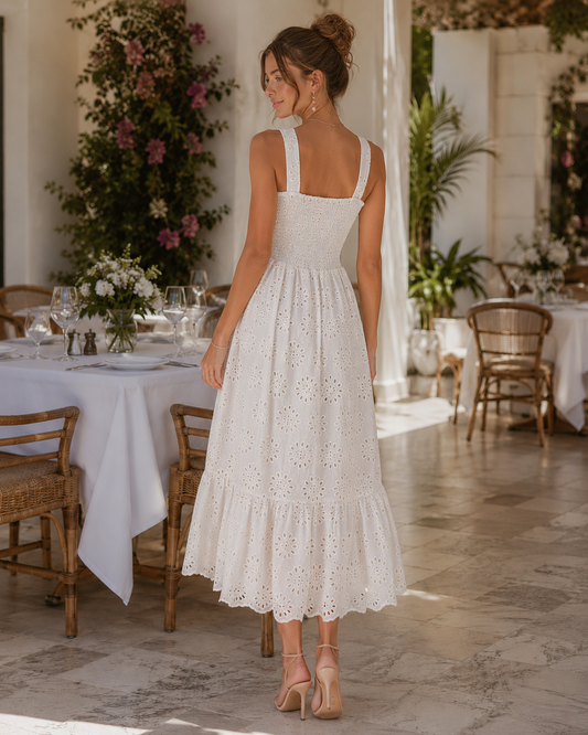Eyelet Garden Midi Dress