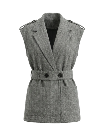 Gray vest with a belt on a white background