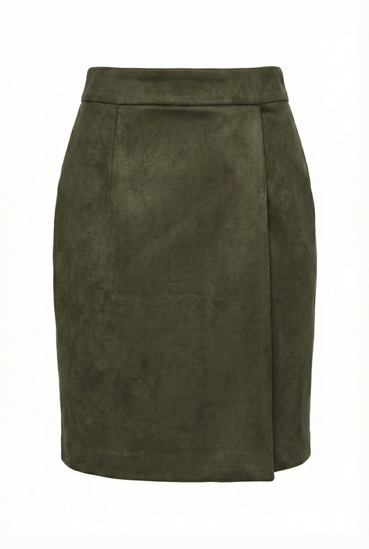Luxe Olive Suede Skirt