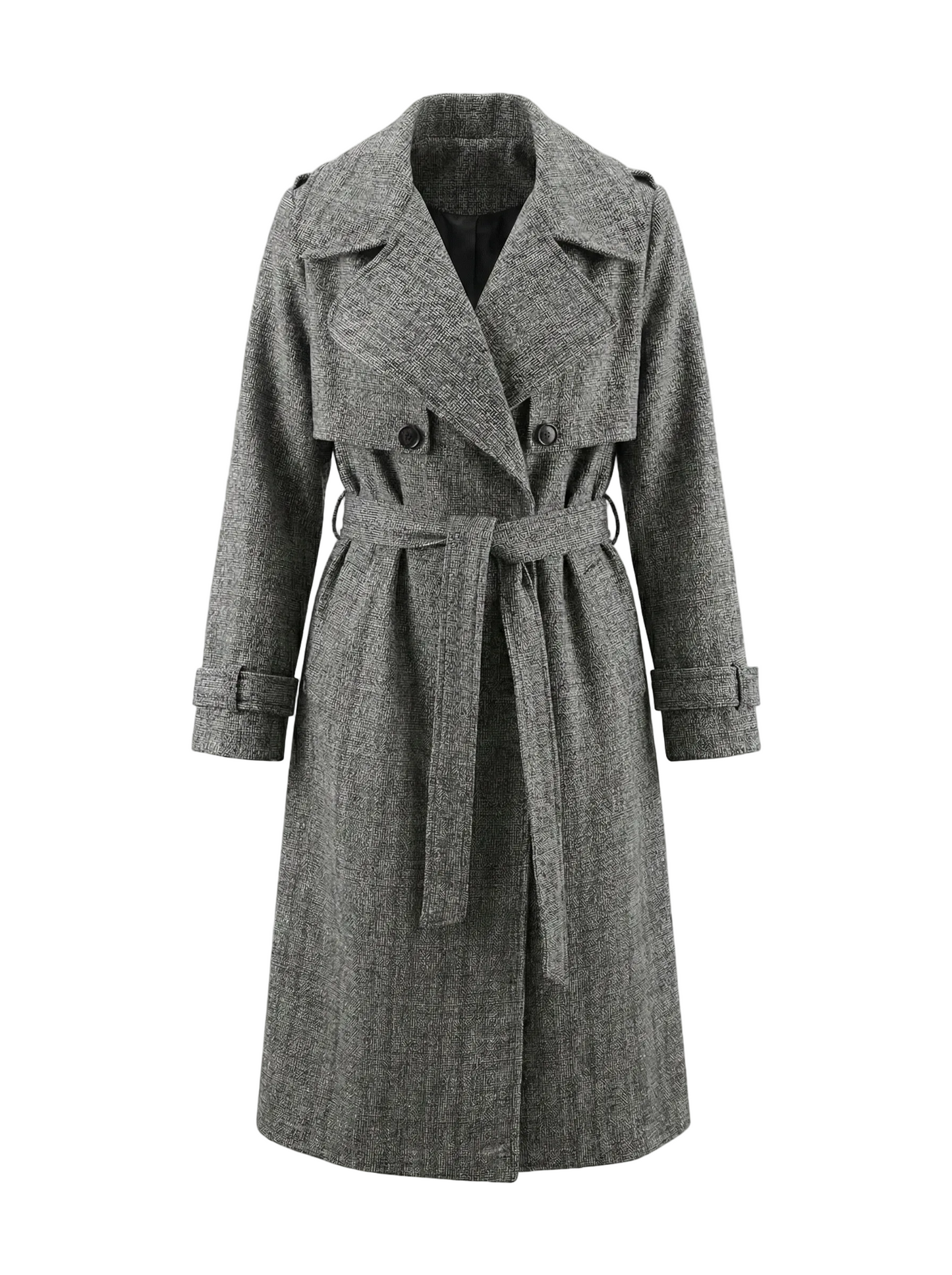 Gray trench coat on a white background