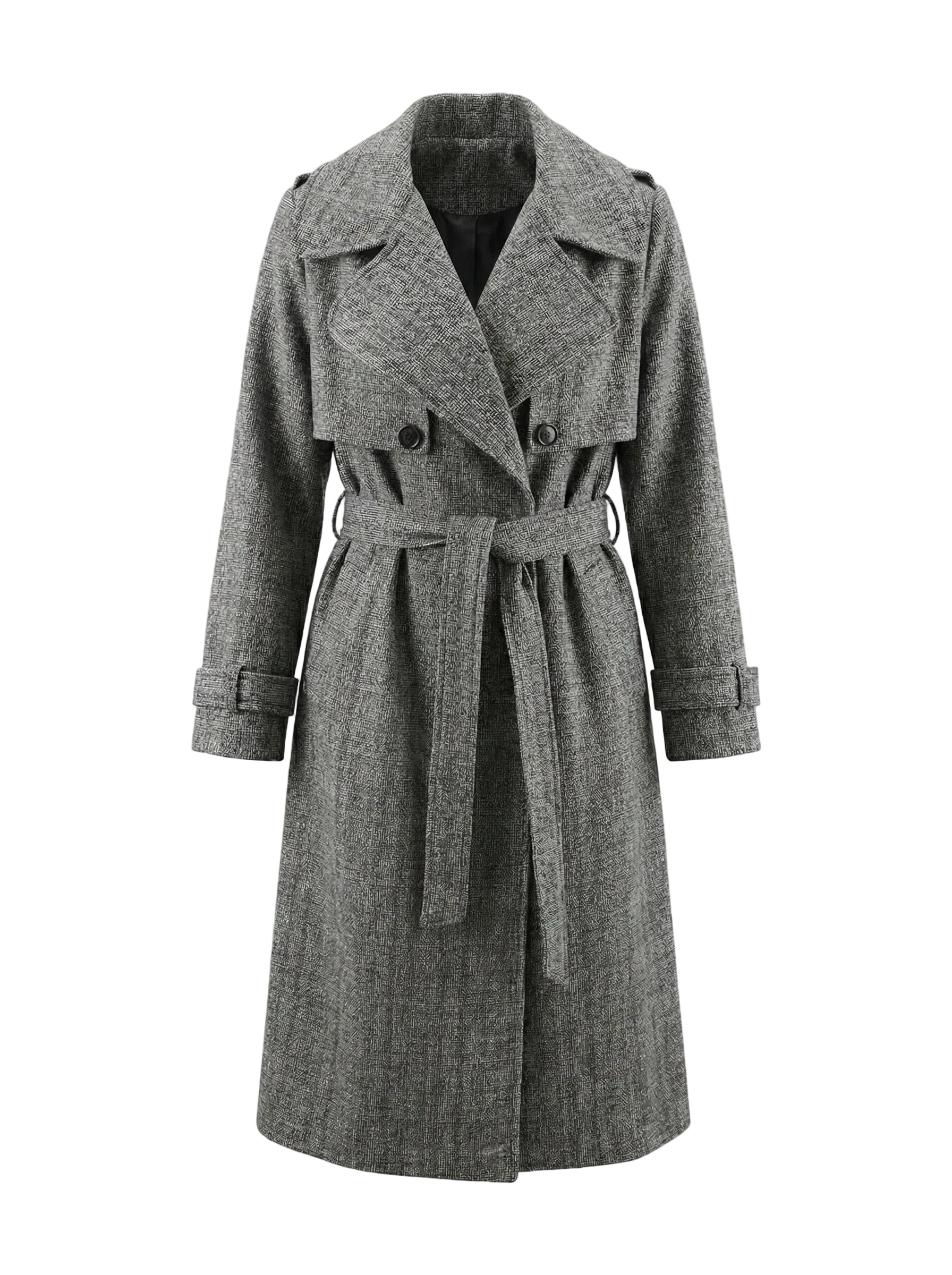 Gray trench coat on a white background