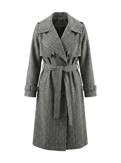 Gray trench coat on a white background