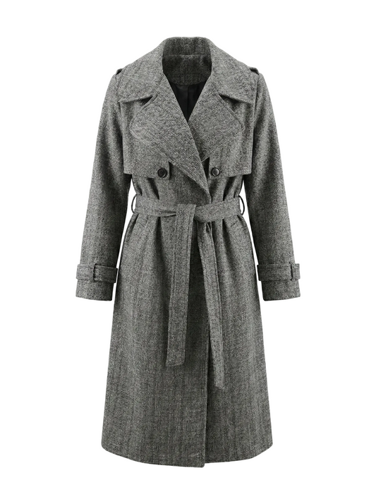 Gray trench coat on a white background