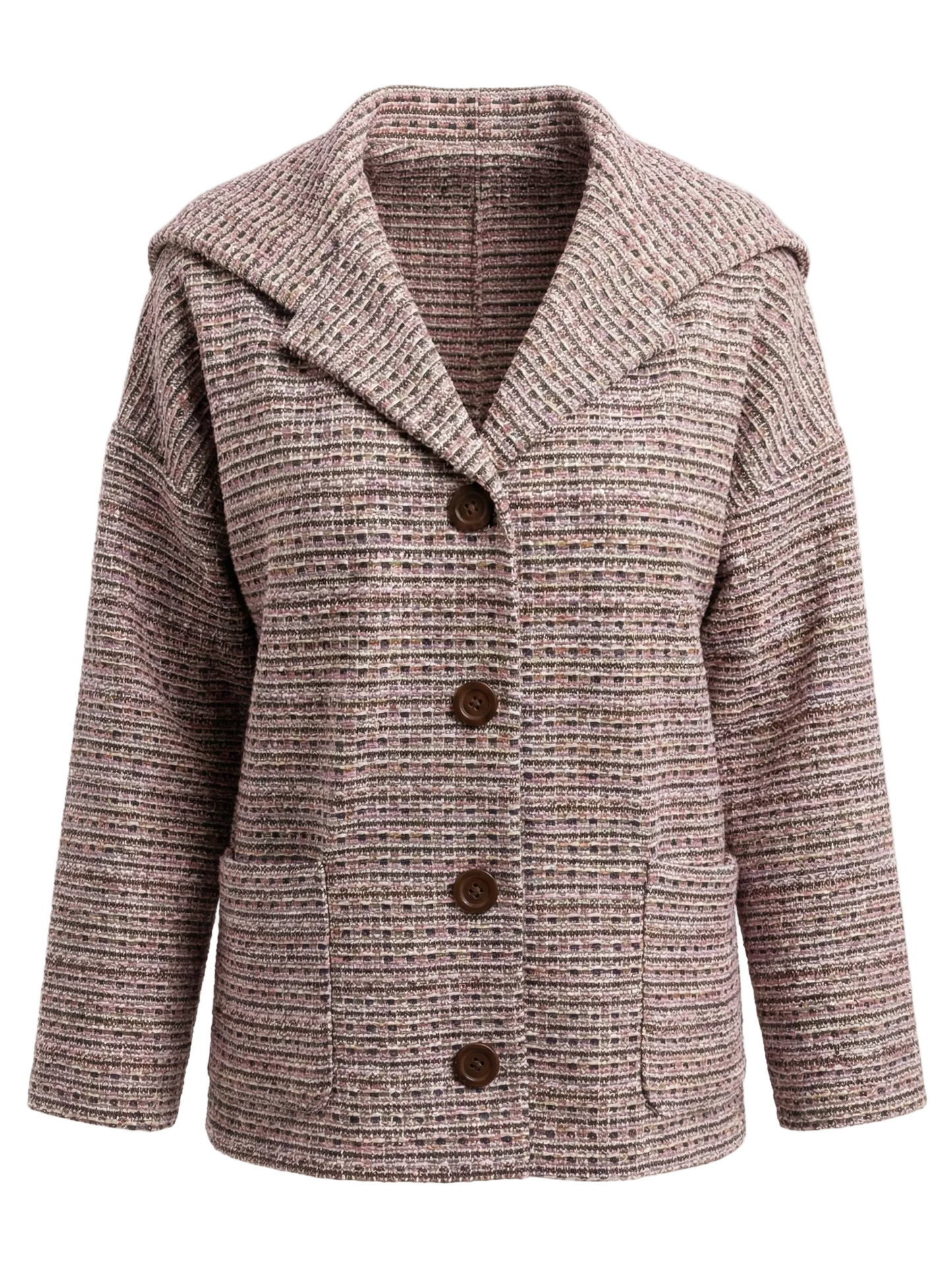 Textured Rosewood Jacket with Statement Collar