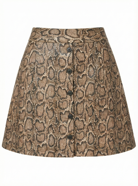 Snake print skirt on a white background