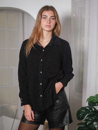 Midnight Sparkle Button-Up Shirt