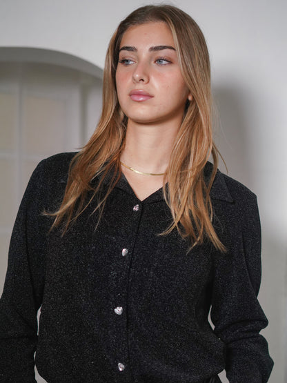 Midnight Sparkle Button-Up Shirt