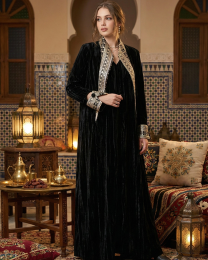 Imperial Noir Velvet Abaya