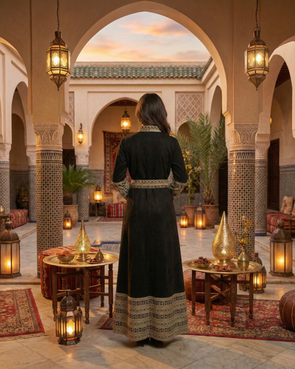 Majestic Ember Belted Abaya