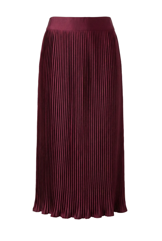 Maroon pleated skirt on a white background