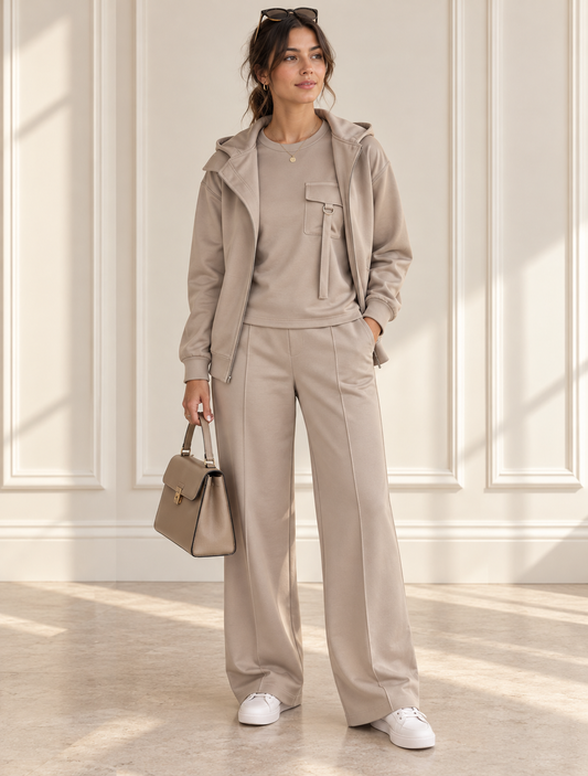Verona Mushroom Taupe Hooded Three-Piece Set