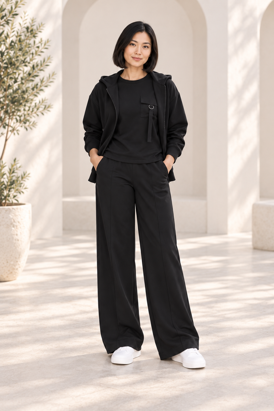 Verona Hooded Three-Piece Set — Black