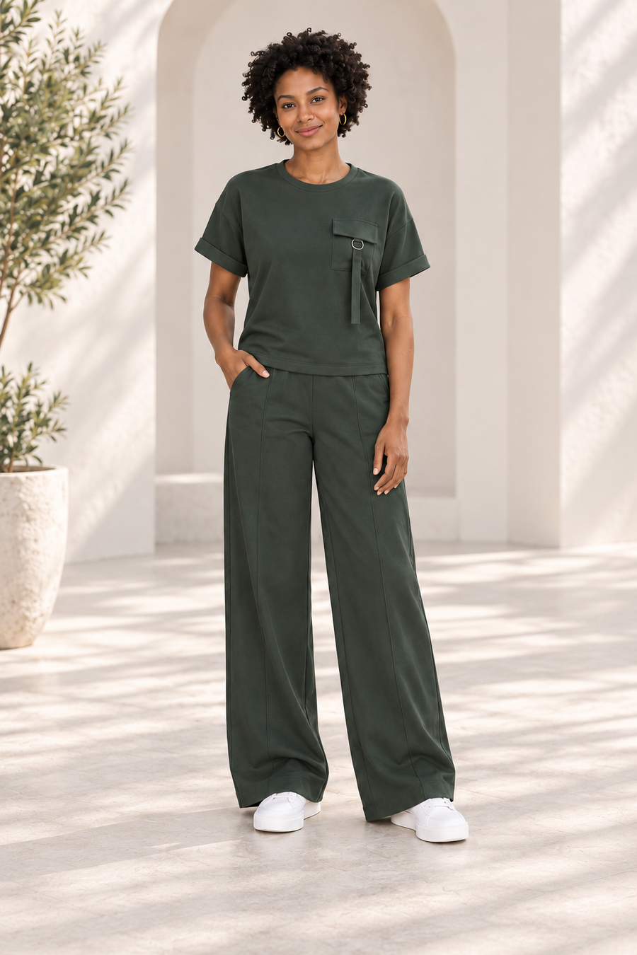 Verona Utility Two-Piece Set — Forest Green