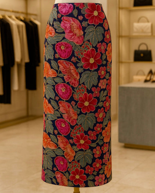 Midnight Bloom Brocade Skirt